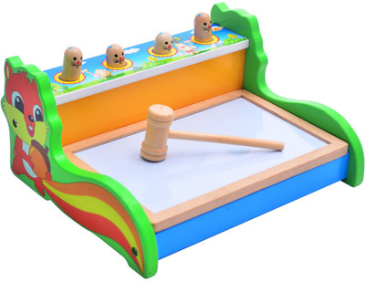 

Emob Baby Wooden Multifunctional Playing Hamster Tap Toy with 2 in 1 Art Board Game(Multicolor)