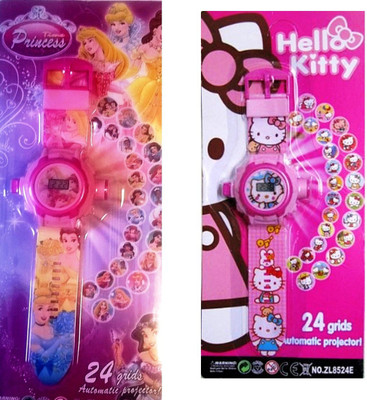 Shop & Shoppee Combo of Hello Kitty & Princess Projector Wristband - 24 Images(Pink)