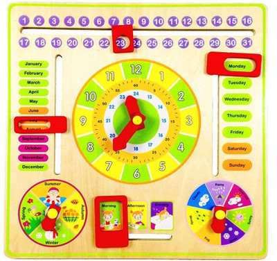 

Allin1 Wooden Calendar Clock Weather Seasons Learning Board(Multicolor)