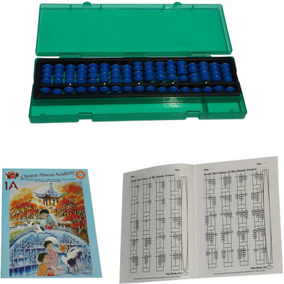 CHINESE ABACUS ACADEMY 17 ROD BLUE STUDENTS KIT WITH BOX AND TWO WORK BOOKS(Blue)
