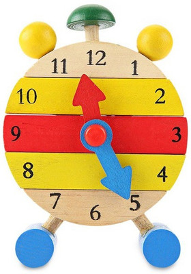 

Kuhu Creations Kids Educational Blocks Wooden Clock Toys.(Multicolor)