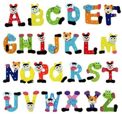 

Kuhu Creations Wooden Alphabet Cartoon Magnet(Multicolor)