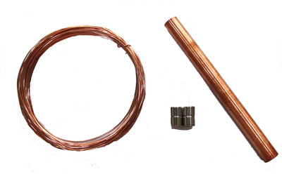 

Techtone Magnetics Neodymium (NdFeB) Rare Earth Magnet 4 pcs with Copper pipe / Tube and 20 meter Cu wire for Lenz's Law - Eddy current 2 in 1 Experiment kit(Silver)