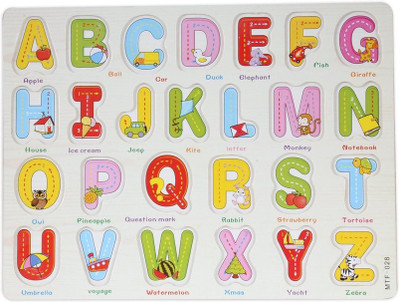 

Tickles Wooden 26 Letter A-Z Alphabet Learning Block Puzzle for Nursery Kids 2 Years Plus(Multicolor)