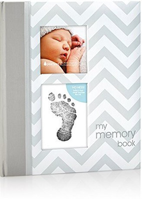 

Pearhead Chevron Baby Book with Clean-Touch Ink Pad Included, Grey(Multicolor)