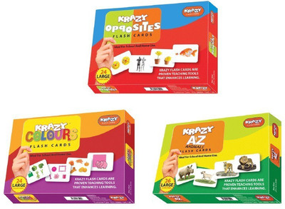 

Krazy Krazy flash cards Set of 3(Opposite,A to Z Animals,Colours)(Multicolor)