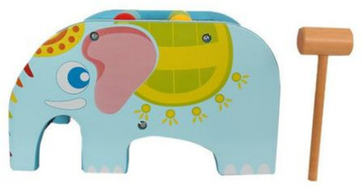 

TLF Wooden Elephant shaped sorter with pounding hammer, Multicoloured(Multicolor)