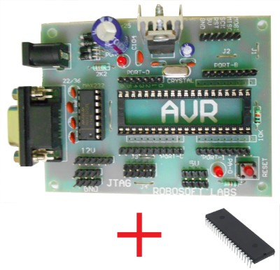 

Robosoft Labs AVR (ATMEGA 16 / ATMEGA32) DEVELOPMENT BOARD MINI With MAX232 and ATMEGA16 IC(Multicolor)