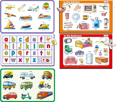 

Creatives Combo of Five-Self Correcting Puzzles namely- Land Transport,Water & air Transport ,In the Bedroom,Alphabet Small,In The Kitchen(Multicolor)