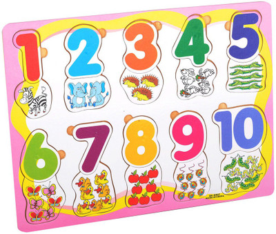 

Priya Exports Numbers w Pictures Wooden Puzzle(Multicolor)