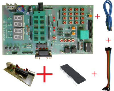 

Robosoft Labs AVR 40PIN Development Board with ATMEGA32 , MAX232 , RTC , AT24C32, ULN2003 IC and USBASP PROGRAMMER(Multicolor)