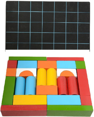 

Aimedu Toy Combo Pack Of Wooden Building Block And Slate With Duster & Chalk For Kids Learning(Multicolor)