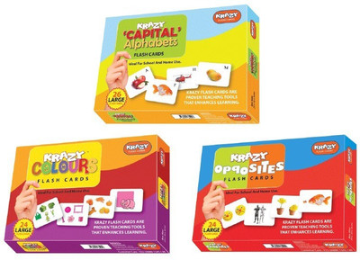 

Krazy Krazy flash cards Set of 3(Capital alphabet,opposites,colours)(Multicolor)
