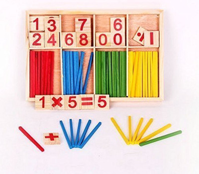 

VidaToy Wooden Number Cards And Counting Rods With Box Simple Montessori Teaching Aids With Storage Box For Arithmetic Learning(Multicolor)