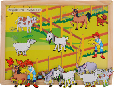 SKILLOFUN Magnetic Twin Play Tray-Animal Barn(Multicolor)