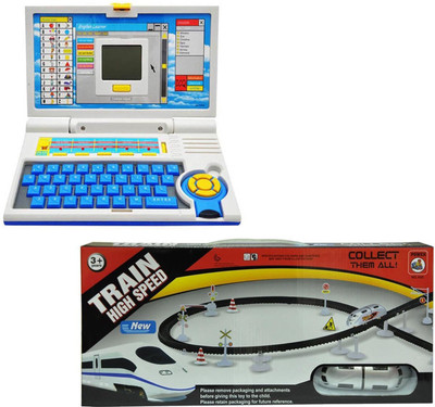 New Pinch English Learner Laptop and speed train With Flyover(Multicolor)
