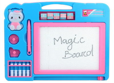 

Pigloo Double Sided Magic Writing Board with Calculation Panel & Abacus for Kids Ages 3+ Years, Color : Blue(Blue)