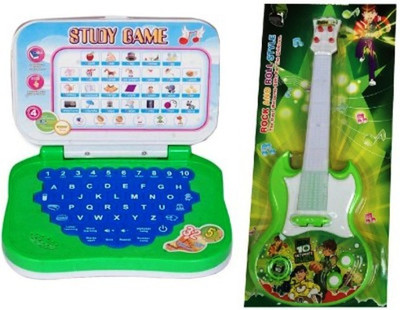

Turban Toys combo of Mini English Learning Laptop & Musical Guitar Fetching Light and Sound(Multicolor)