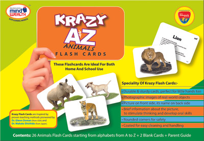 

Mind Wealth Krazy A to Z Animals Flash Cards(Multicolor)