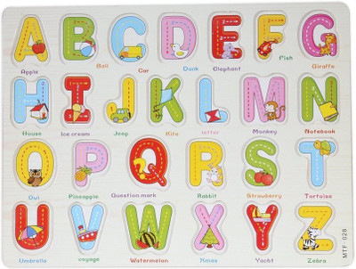 

Montez wooden alphabet learning block puzzle(Multicolor)
