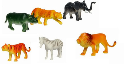 

Zaid Collections Pcs Wild Animals Set of 10-12cms - Learning and Educational Toy + Made of Rubber + Non-Toxic(Multicolor)