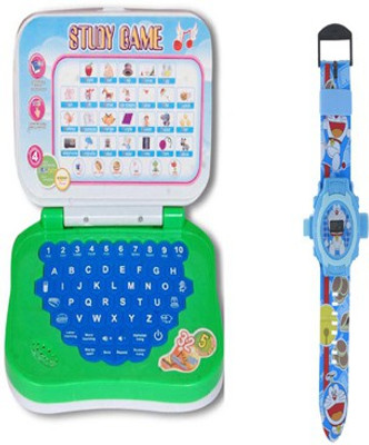 

Aquaras mini learning laptop and doremoan watch(Multicolor)