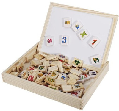 

Tickles Wooden Alphabet Number Blocks with Case Magnetic Drawing Board Toy Educational for Kids 2 yrs Plus(Multicolor)