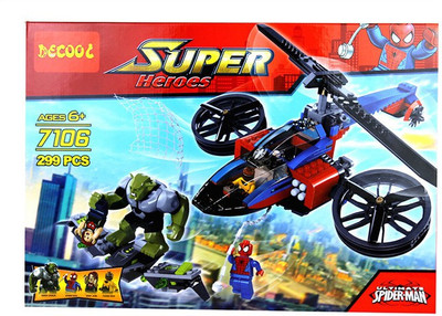 

Sterling Super Heroes Spiderman Helicopter Rescue Batman Mini Building Blocks Sets Figures Toys (299PCS)(Multicolor)