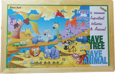 

Ratnas Happy Happy Table pine art(Multicolor)