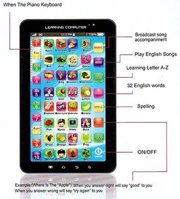 

Wishkart P1000 Educational Learning Tablet Computer For Kids(Multicolor)