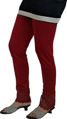 BIKENWEAR Ethnic Wear Legging(Red, Solid)