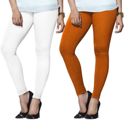 LUX LYRA Ethnic Wear Legging(White, Orange, Solid)