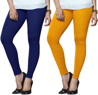 Lyra Ethnic Wear Legging(Dark Blue, Yellow, Solid)