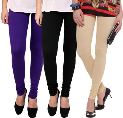 F n Me Ethnic Wear Legging(Purple, Black, Beige, Solid)