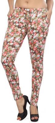 

Thinline Multicolor Jegging(Floral Print, Orange