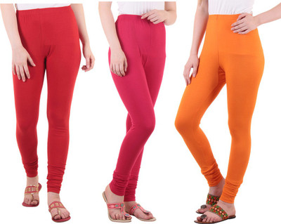 DIAZ Ethnic Wear Legging(Red, Pink, Orange, Solid)