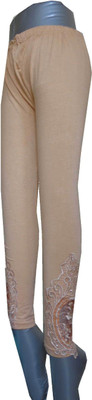 Good Life Stuff Legging(Beige, Self Design, Khaki