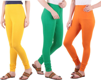 DIAZ Ethnic Wear Legging(Green, Orange, Yellow, Solid)