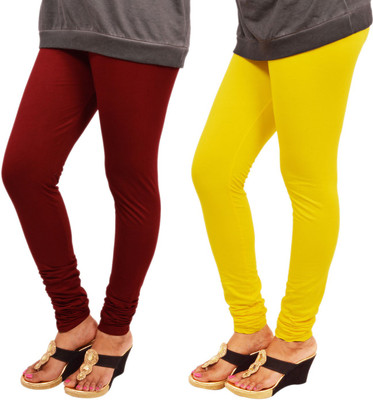 Leggings World Legging(Maroon, Yellow, Solid)