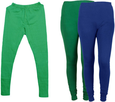 IndiWeaves Ankle Length  Ethnic Wear Legging(Green, Solid)