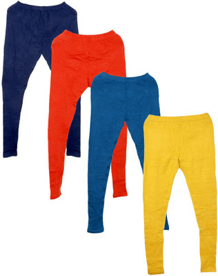 IndiWeaves Ankle Length  Ethnic Wear Legging(Orange, Solid)