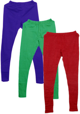 IndiWeaves Ankle Length  Ethnic Wear Legging(Green, Solid)