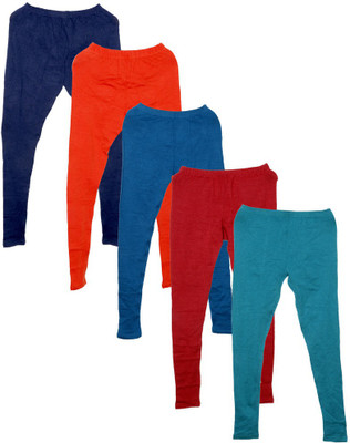 IndiWeaves Ankle Length  Ethnic Wear Legging(Orange, Solid)