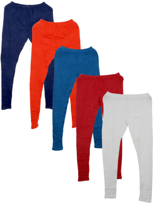 IndiWeaves Ankle Length  Ethnic Wear Legging(Orange, Solid)