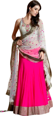 

Dancing Girl Embroidered Lehenga, Choli and Dupatta Set(Pink