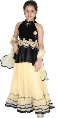 

Tiny Toon Girls Lehenga Choli Ethnic Wear Embroidered Lehenga, Choli and Dupatta Set(Black, Pack of 1