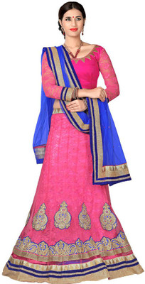manvaa Embroidered Semi Stitched Lehenga Choli(Pink) manvaa Embroidered Semi Stitched Lehenga Choli(Pink)