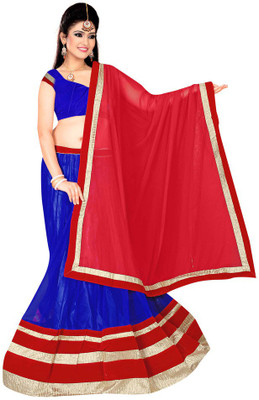 

Dancing Girl Striped Lehenga, Choli and Dupatta Set(Blue)