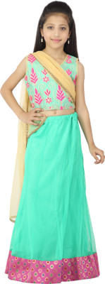 

Kay Girls Lehenga Choli Ethnic Wear Self Design Lehenga, Choli and Dupatta Set(Multicolor, Pack of 1), Seagreen;pink;gold