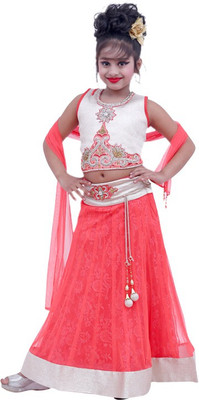 

Ishika Garments Girls Lehenga Choli Ethnic Wear Self Design Lehenga, Choli and Dupatta Set(Red, Pack of 1)